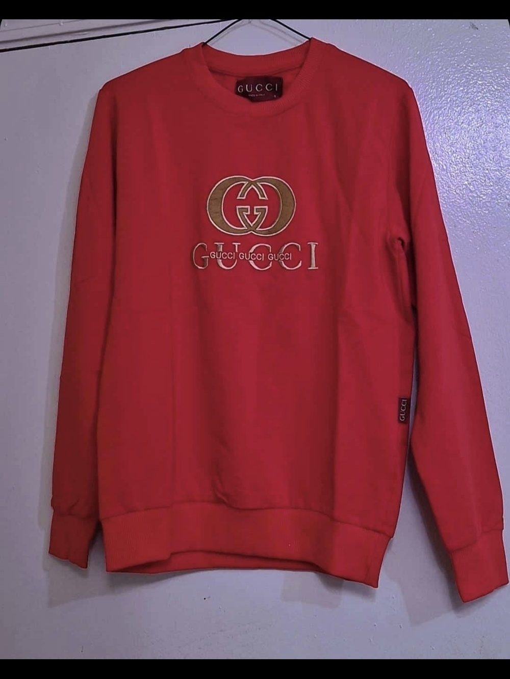 Gucci Red Crewneck Sweatshirt with Gold Logo